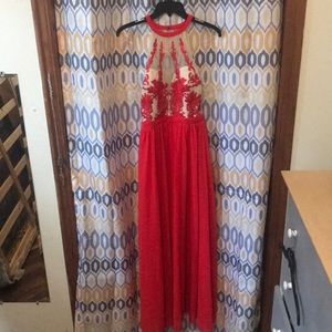 Red maxi dress